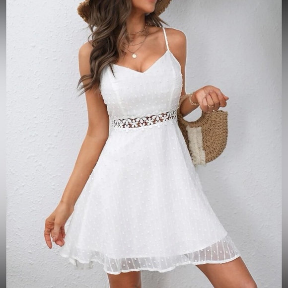 Boho white lace insert cami dress - Picture 6 of 6